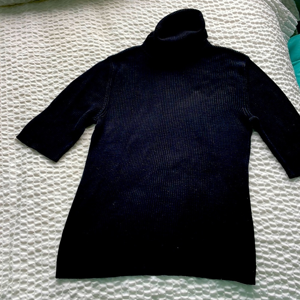 Black ribbed silk turtleneck